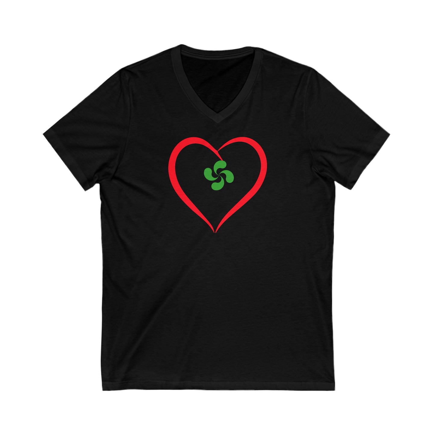 Heart with Basque Cross V-Neck T-Shirt