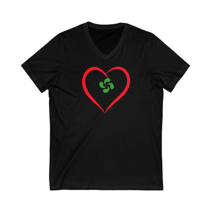 Heart with Basque Cross V-Neck T-Shirt