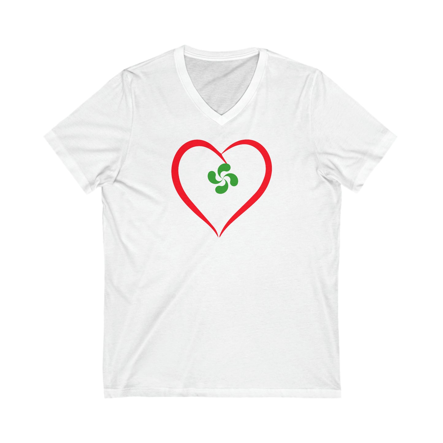 Heart with Basque Cross V-Neck T-Shirt